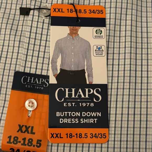 Chaps XXL Blue checked button down , nwt! - Picture 3 of 3